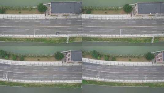 河流中央公路航拍高清在线视频素材下载