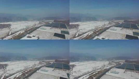 4K航拍北方雪景农村高清在线视频素材下载