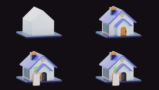Alpha频道上的智能家居3D动画高清在线视频素材下载