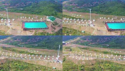 户外露营地帐篷鸟瞰全景高清在线视频素材下载