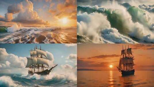 汹涌大海海浪特写高清在线视频素材下载