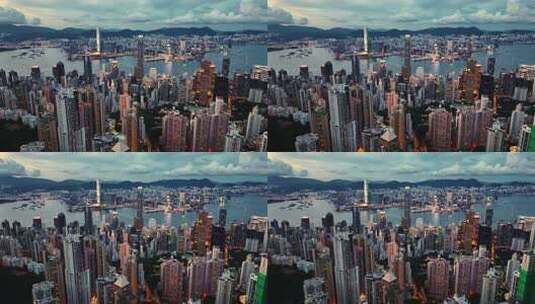香港维多利亚港夜景航拍高清在线视频素材下载