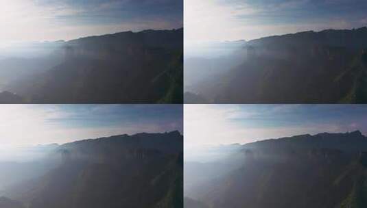 浙江仙居神仙居景区清晨日出航拍风光高清在线视频素材下载