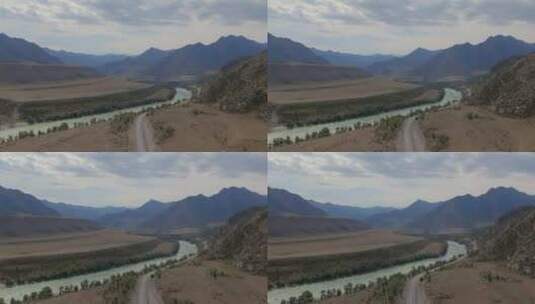 山脉河流航拍高清在线视频素材下载