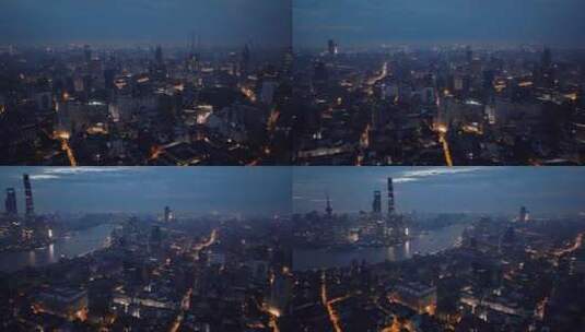 上海凌晨航拍空镜高清在线视频素材下载