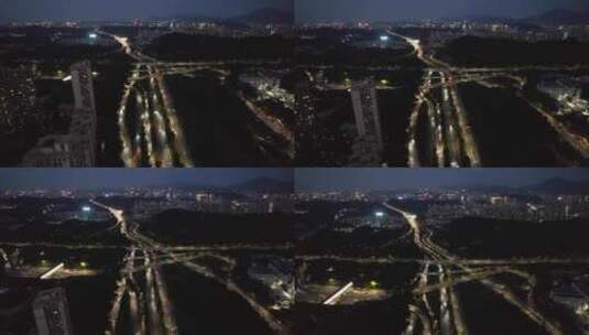 城市交通-深圳水官高速龙景立交夜景航拍高清在线视频素材下载