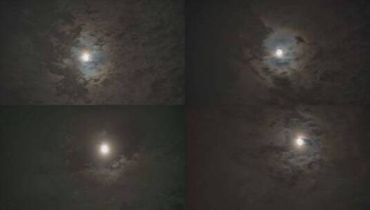 月亮穿行云中延迟高清在线视频素材下载