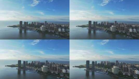 航拍海南省海口市美兰区滨海城市风光高清在线视频素材下载