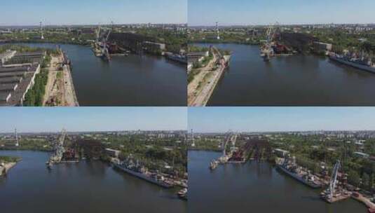 尼古拉耶夫船舶修理码头高清在线视频素材下载