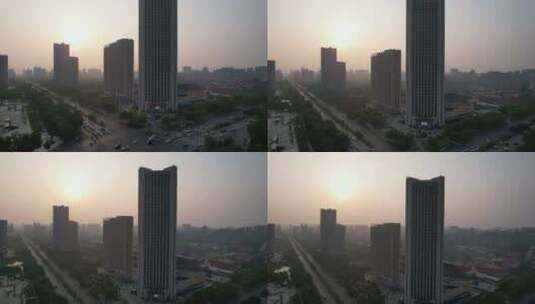 河南新乡市城市建设交通高楼航拍高清在线视频素材下载