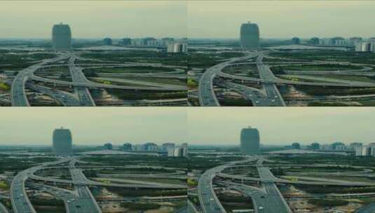 航拍郑州城市交通车辆竖屏高清在线视频素材下载