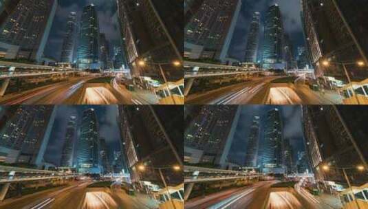 高速移动的夜间城市车流高清在线视频素材下载