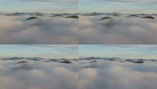 航拍清晨群山上的云雾高清在线视频素材下载