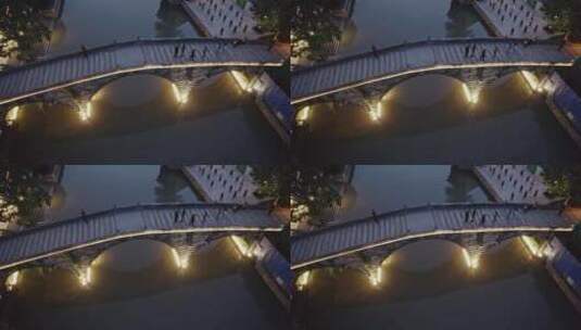上海松江大仓桥石桥夜景灯光高清在线视频素材下载