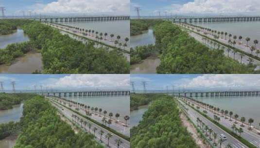 深圳西湾海边沿海公路航拍高清在线视频素材下载