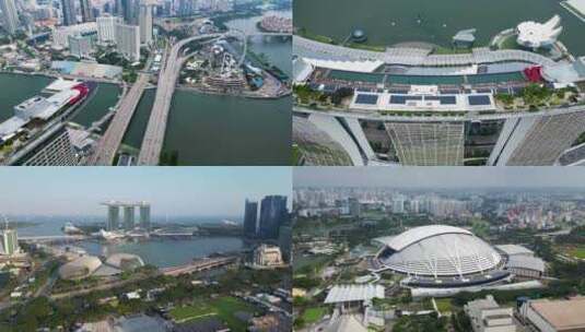 新加坡市中心CBD商务区航拍高清在线视频素材下载