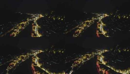贵州镇远古镇夜景灯光航拍高清在线视频素材下载