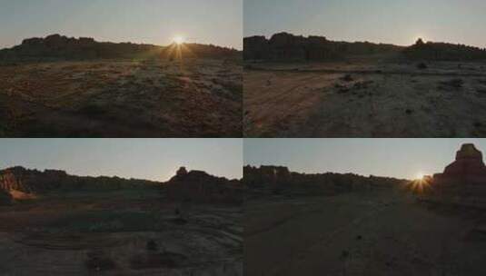 雅丹地貌的日出高清在线视频素材下载