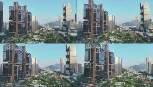 航拍深圳现代地标建筑大疆办公楼天空之城高清在线视频素材下载