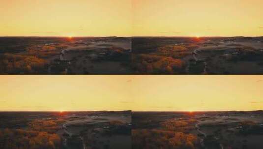 4K航拍乌兰布统景区五彩山唯美日落风光高清在线视频素材下载
