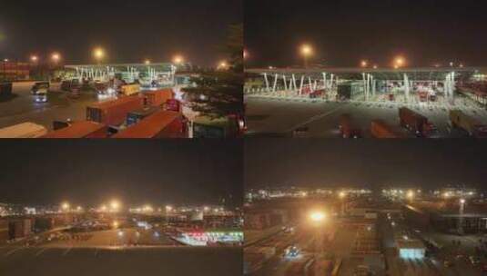 深圳盐田港夜景航拍高清在线视频素材下载