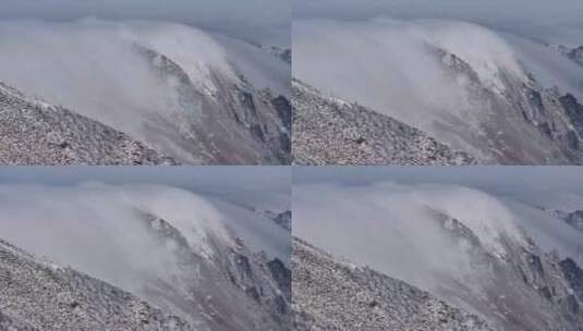 秦岭朱雀国家森林公园（冰晶顶）雪景航拍高清在线视频素材下载