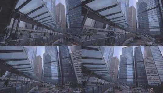 香港人行天桥上行走的人群高清在线视频素材下载