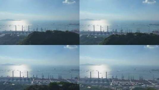 深圳小南山航拍港口集装箱前海湾保税港区高清在线视频素材下载