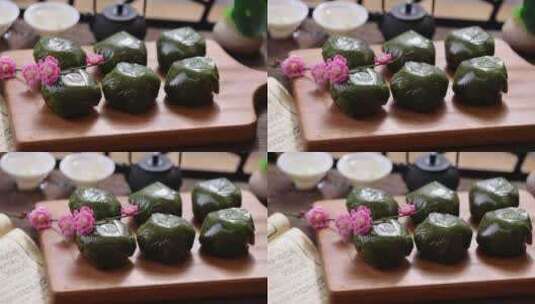 青团美味小吃清明节春天食品高清在线视频素材下载