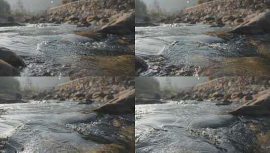溪水水流河流大自然野外小溪高清在线视频素材下载