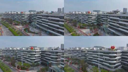 4K航拍广州市南沙水岸广场高清在线视频素材下载