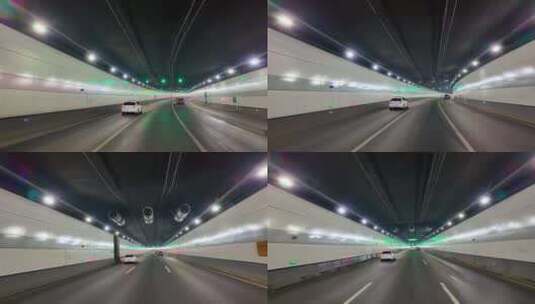 汽车在隧道穿梭开车第一视角飙车城市马路公高清在线视频素材下载