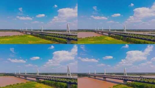 黄河大桥航拍高清在线视频素材下载