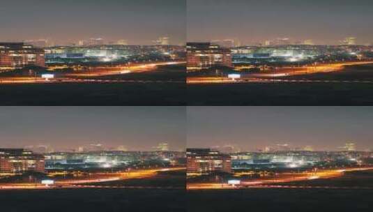 城市街道夜景航拍 高清在线视频素材下载