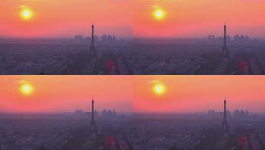 日落时分的埃菲尔铁塔高清在线视频素材下载