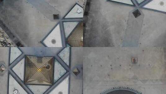 巴黎卢浮宫黎明空镜航拍02高清在线视频素材下载