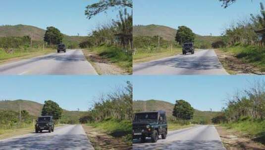 古巴哈瓦那吉普车地拍高清在线视频素材下载