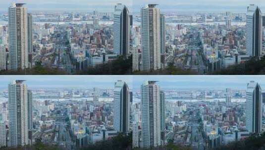 神户摩天大楼白天到黑夜的延时摄影高清在线视频素材下载