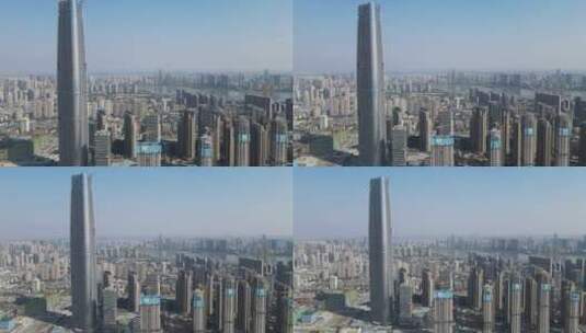 武汉绿地中心第一高楼商务建筑高清在线视频素材下载