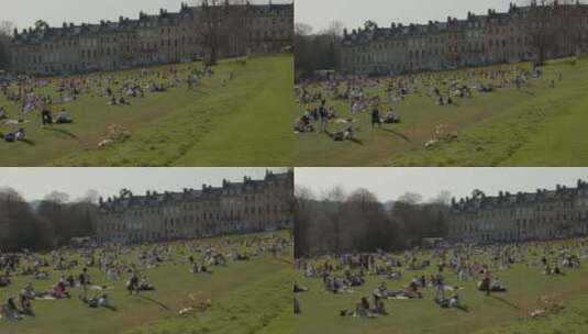 草坪上休闲的人群高清在线视频素材下载