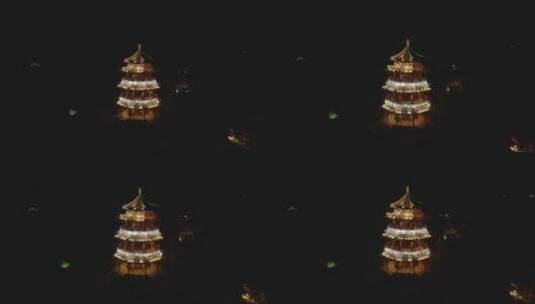 无锡太湖鼋头渚上山顶塔夜景4K高清在线视频素材下载