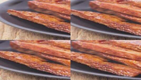 牛肉条美食4k竖版滑轨平移高清在线视频素材下载