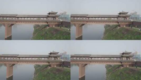航拍衡阳东洲岛景区栈桥高清在线视频素材下载