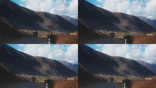 大山村庄视频中国西部云雾笼罩山顶民居高清在线视频素材下载