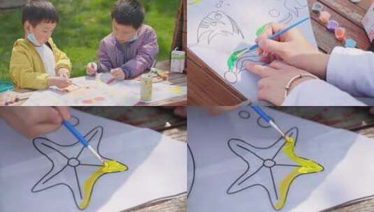 小孩画画高清在线视频素材下载
