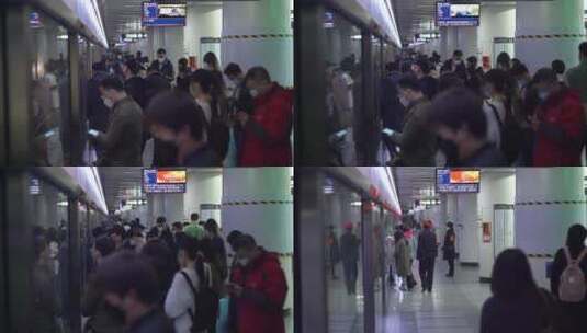 北京地铁人流上下车高清在线视频素材下载