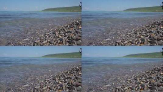 青海湖 水边 岸边 唯美 清澈 沙滩高清在线视频素材下载
