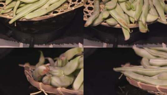 【镜头合集】竹篮里的白不老豆角扁豆高清在线视频素材下载