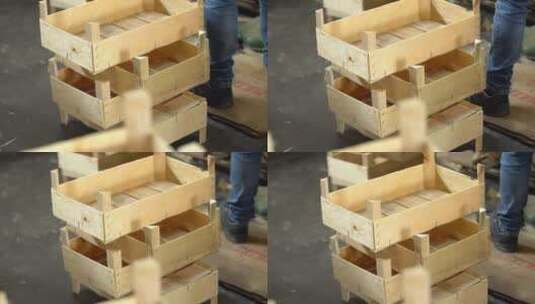 一堆木板条箱高清在线视频素材下载