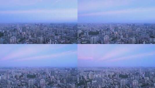 180度环绕航拍广州城市晚霞彩云高清在线视频素材下载